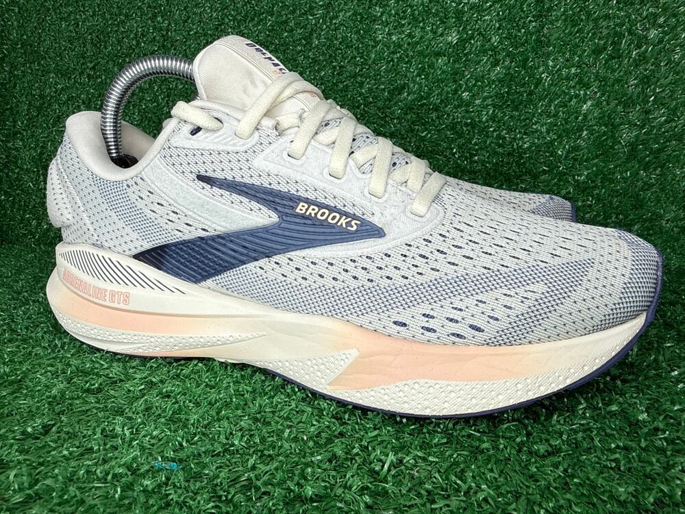 Brooks Adrenaline GTS 24 Women’s Size 9 Wide Grey Blue Peach Running Shoes